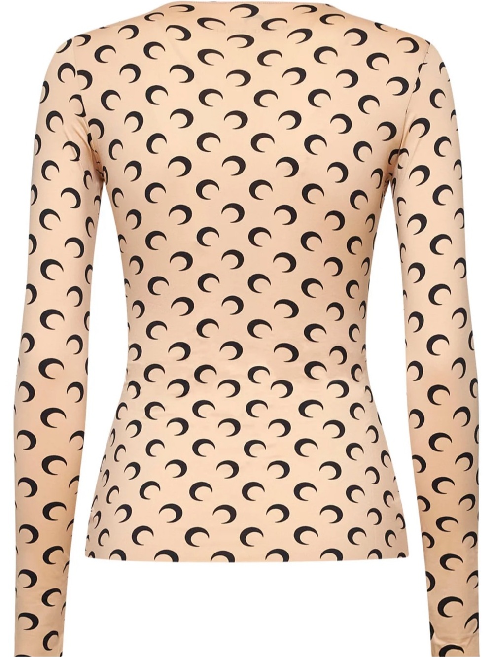 Marine Serre Nude and Black Crescent-Print Long Sleeve Top
